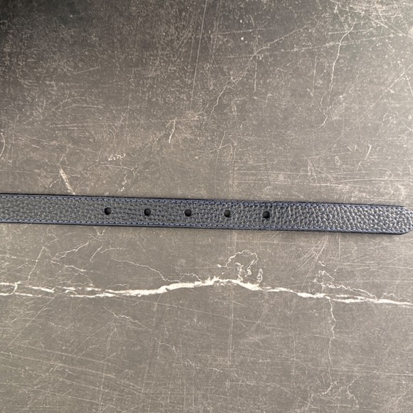 Women L.L. Bean Leather Belt 30 Blue Pebbled Full Grain Brass Buckle-Excellent - Picture 4 of 7